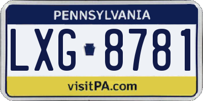 PA license plate LXG8781