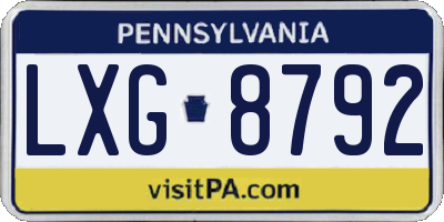 PA license plate LXG8792
