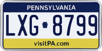 PA license plate LXG8799