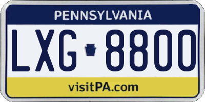 PA license plate LXG8800