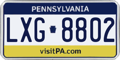 PA license plate LXG8802