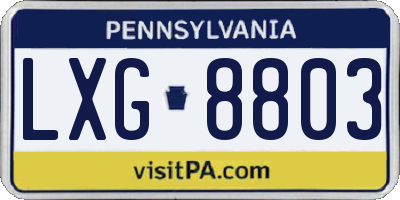 PA license plate LXG8803