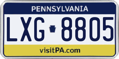 PA license plate LXG8805