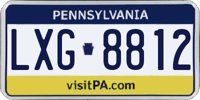 PA license plate LXG8812