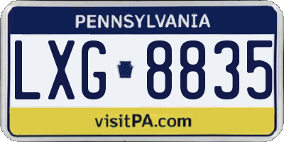 PA license plate LXG8835