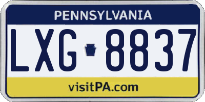 PA license plate LXG8837