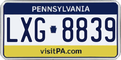 PA license plate LXG8839