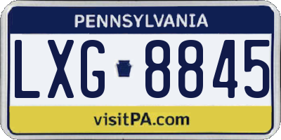 PA license plate LXG8845