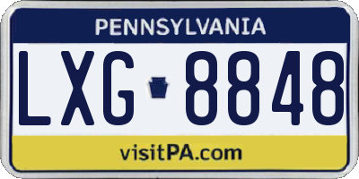 PA license plate LXG8848