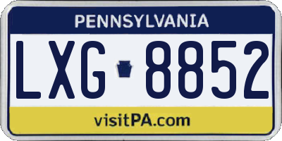 PA license plate LXG8852
