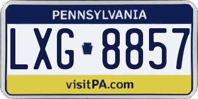 PA license plate LXG8857