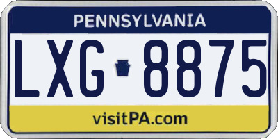 PA license plate LXG8875
