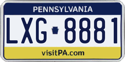 PA license plate LXG8881