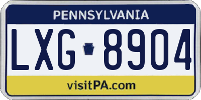 PA license plate LXG8904