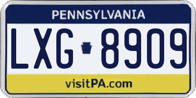 PA license plate LXG8909