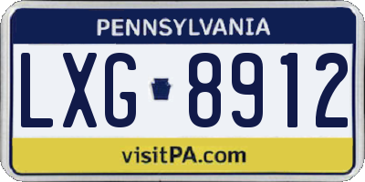 PA license plate LXG8912