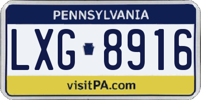 PA license plate LXG8916