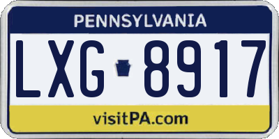 PA license plate LXG8917