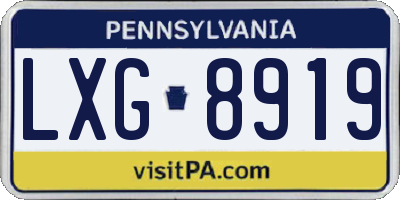 PA license plate LXG8919