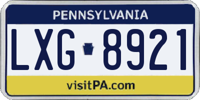 PA license plate LXG8921