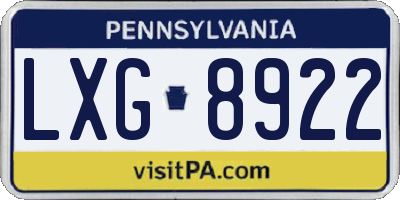 PA license plate LXG8922