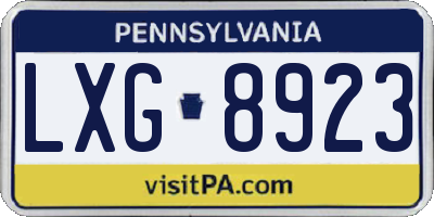 PA license plate LXG8923