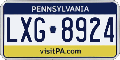 PA license plate LXG8924