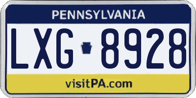 PA license plate LXG8928