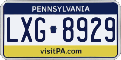 PA license plate LXG8929