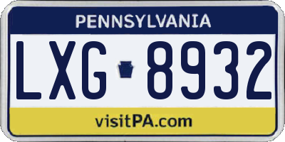 PA license plate LXG8932