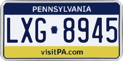 PA license plate LXG8945