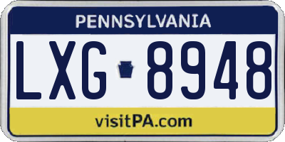 PA license plate LXG8948
