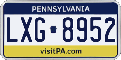 PA license plate LXG8952