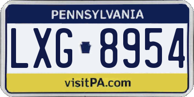 PA license plate LXG8954