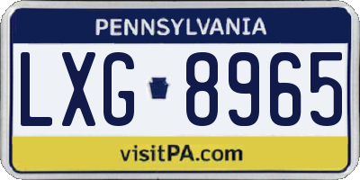 PA license plate LXG8965