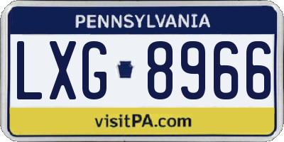 PA license plate LXG8966