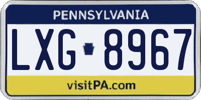 PA license plate LXG8967