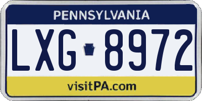 PA license plate LXG8972