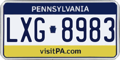 PA license plate LXG8983