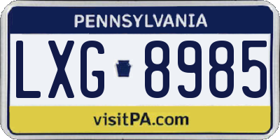 PA license plate LXG8985