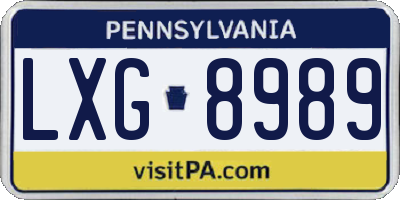 PA license plate LXG8989