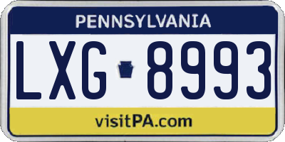 PA license plate LXG8993