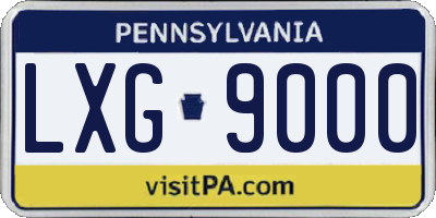PA license plate LXG9000
