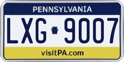 PA license plate LXG9007