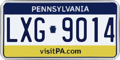 PA license plate LXG9014