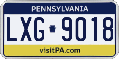 PA license plate LXG9018