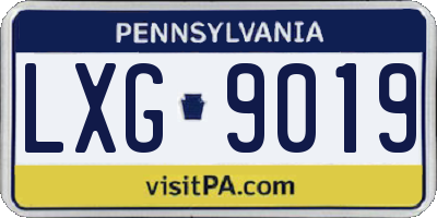 PA license plate LXG9019