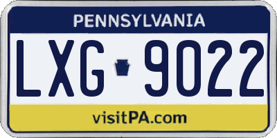 PA license plate LXG9022