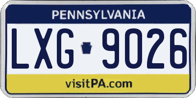 PA license plate LXG9026