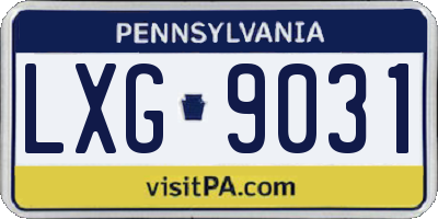 PA license plate LXG9031